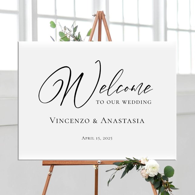 Modern wedding welcome sign, elegant calligraphy poster (Creator Uploaded)