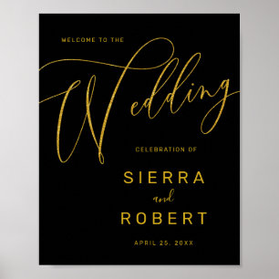Modern Wedding Welcome Sign Faux Glitter Script