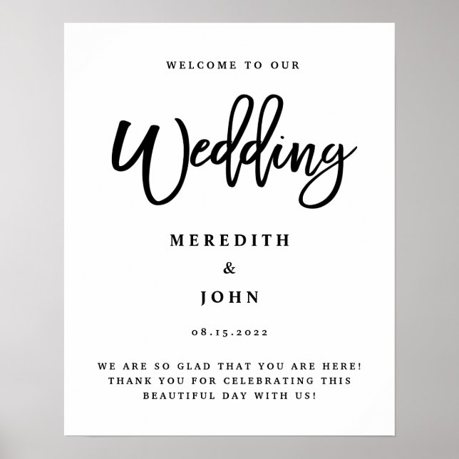 Modern Wedding Welcome Sign, Minimalist Wedding Poster (Front)