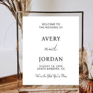 Modern Wedding Welcome We're So Glad You're Here Poster