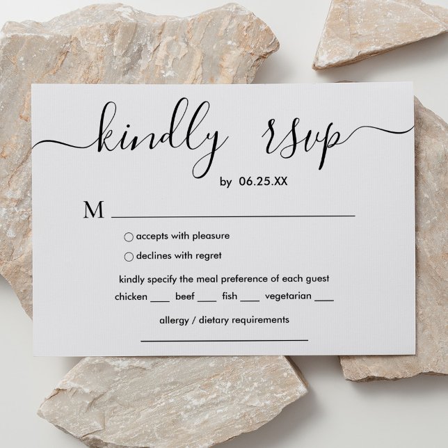 Modern Wedding With Elegant Script And Meal Choice Enclosure Card (Creator Uploaded)