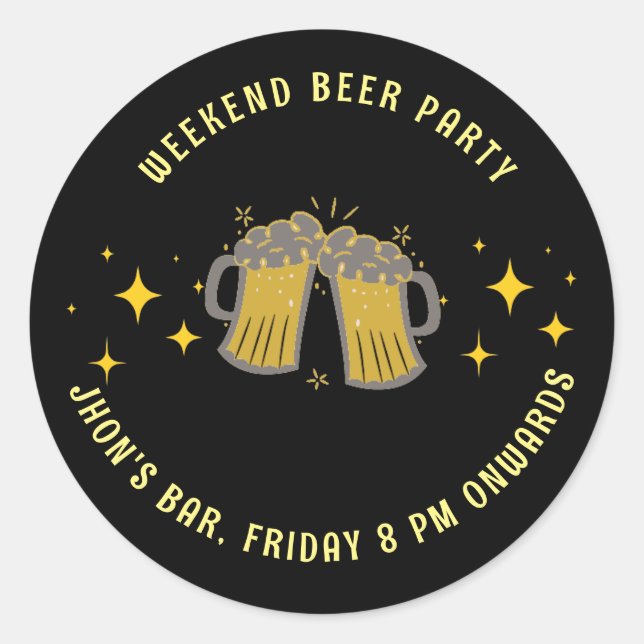 Modern Weekend beer party Classic Round Sticker (Front)