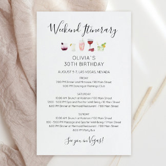 Modern Weekend Birthday Itinerary Invitation