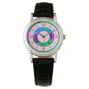 Modern Weird Colourful Abstract Green and Pink Watch