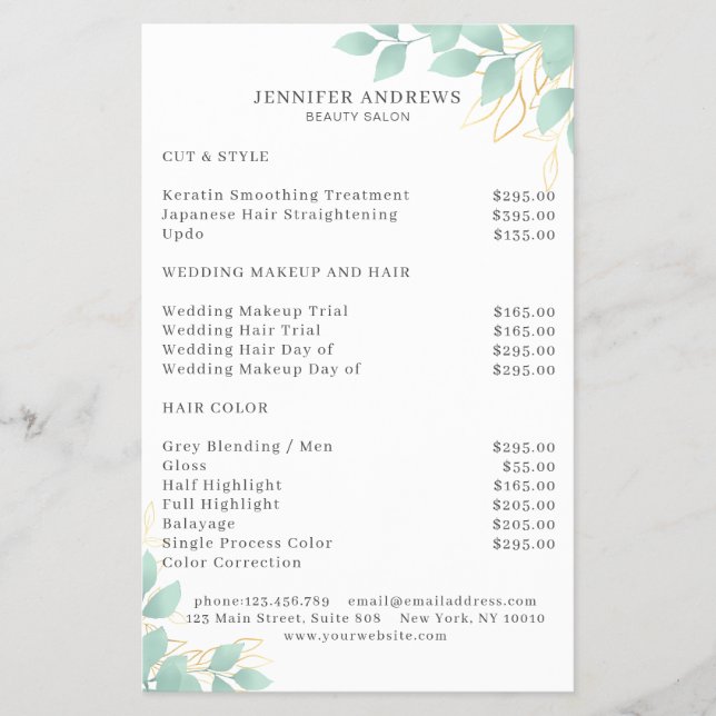 Modern, Weiss-Grün Leafy Flyer (Front)