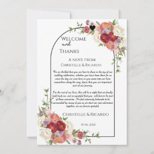 Modern welcome andthank you wedding guest table thank you card