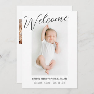 Modern Welcome Baby Photo Birth Announcement