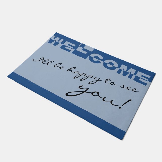Modern WELCOME Banner + your backgr. & ideas Doormat (Angled)