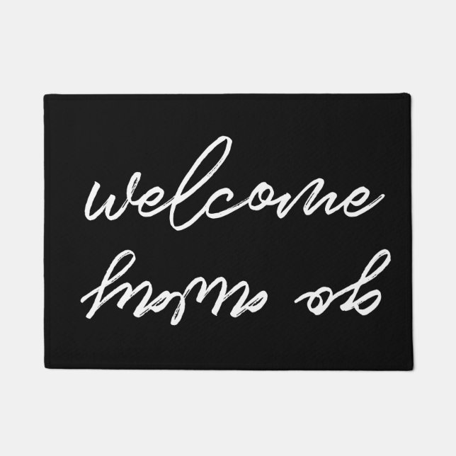 Modern Welcome & Go away upside down Doormat (Front)