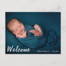 Modern Welcome New Baby announcement postcard
