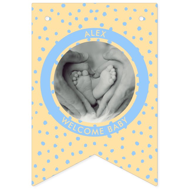 Modern Welcome New Baby Boy Girl Newborn photo Bunting Flags (Third Flag)