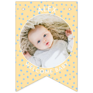 Modern Welcome New Baby Boy Girl Newborn photo Bunting Flags