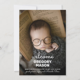 Modern Welcome Photo Collage Newborn Unisex Baby   Announcement