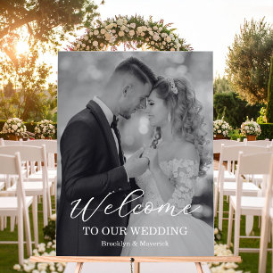 Modern Welcome Photo Wedding Acrylic Sign