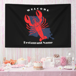 Modern welcome red crayfish Louisiana custom name Banner