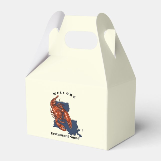 Modern welcome red crayfish Louisiana custom name Favor Box (Front Side)