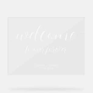 Modern Welcome to Our Forever Wedding Welcome Acrylic Sign