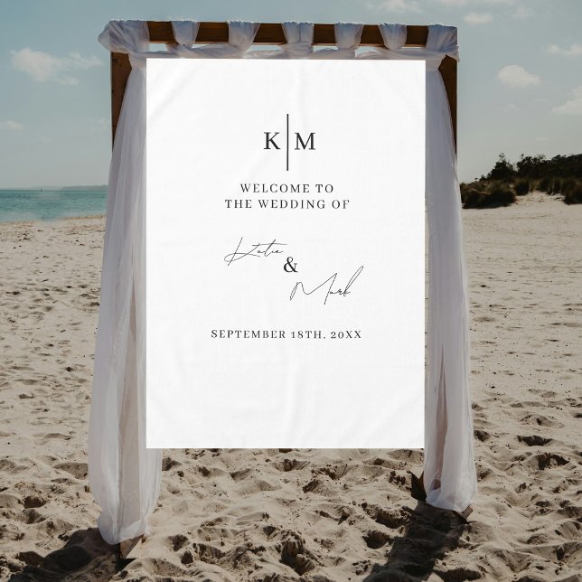 Modern Welcome To Our Wedding Fabric Sign  Tablecloth (Modern Welcome To Our Wedding Fabric Sign Tablecloth)