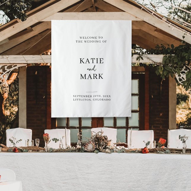 Modern Welcome To Our Wedding Fabric Sign  Tapestry (Modern Welcome To Our Wedding Fabric Sign Tapestry)