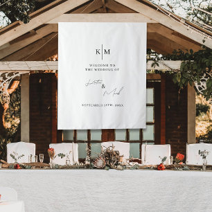 Modern Welcome To Our Wedding Fabric Sign  Tapestry