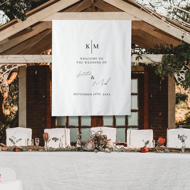 Modern Welcome To Our Wedding Fabric Sign  Tapestry (Modern Welcome To Our Wedding Fabric Sign Tapestry)