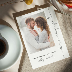 Modern We're Engaged Script Type Phototrendy mo Invitation