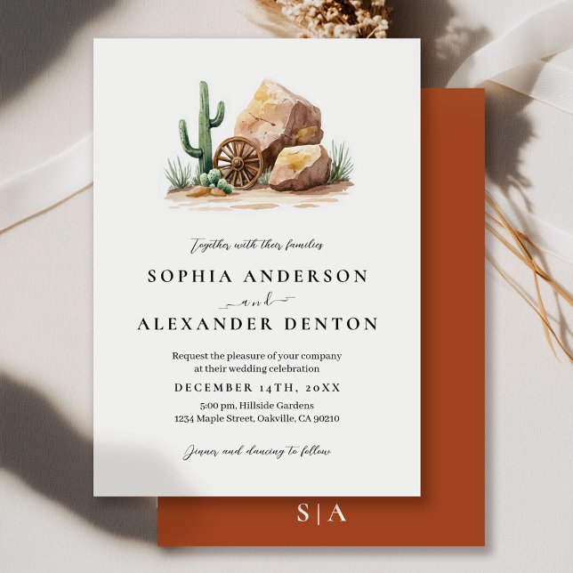 Modern Western Desert Cactus Wedding Invitation (Creator Uploaded)
