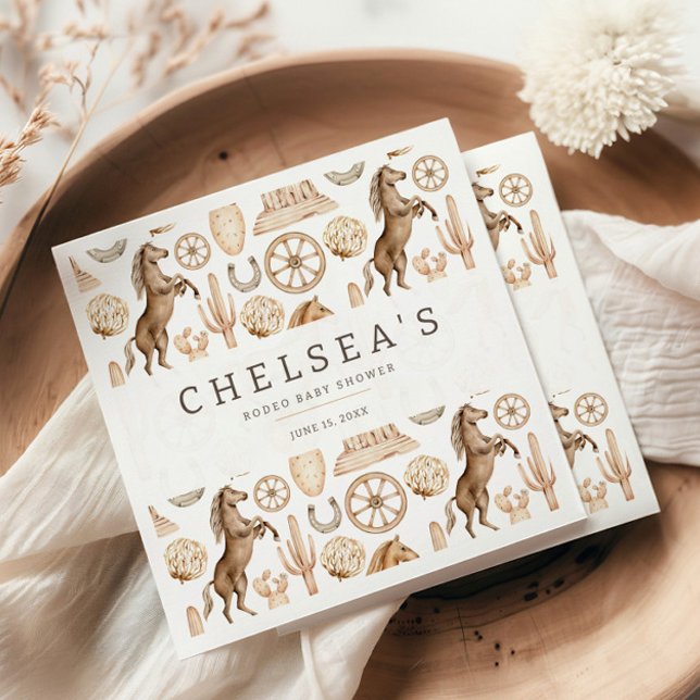 Modern Western Rodeo Watercolor Baby Shower Napkin (Creator Uploaded)