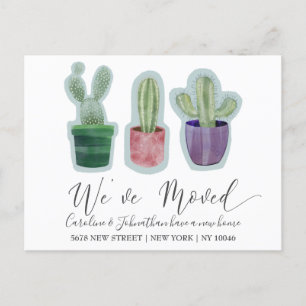 Modern We've Moved Cactus Announcement Postcard