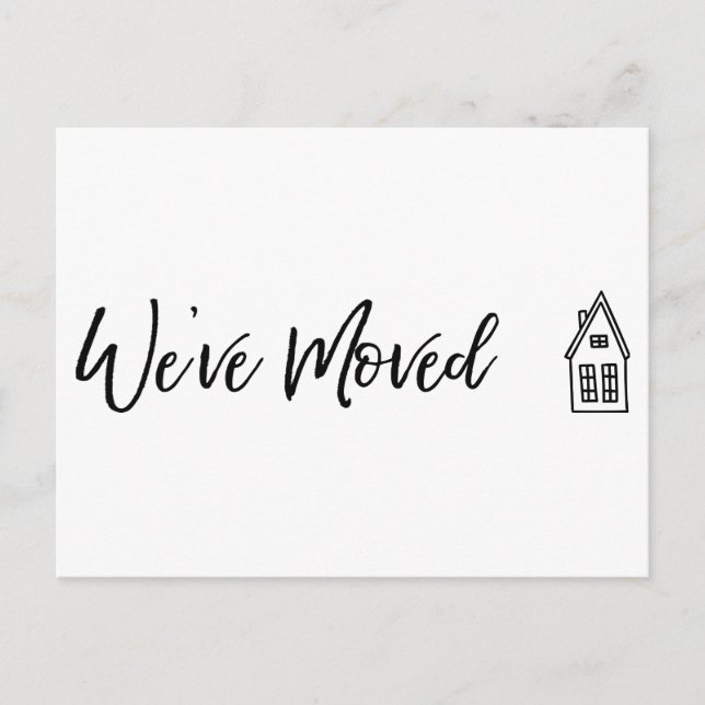 Modern "We've Moved" Card w/ Little House Drawing (Front)