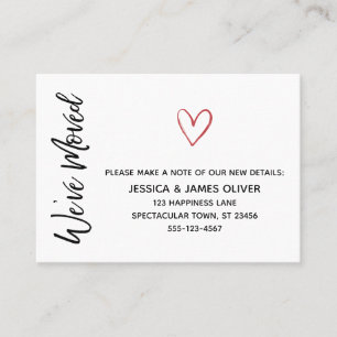 Modern "We've Moved" Card w/ Red Watercolor Heart