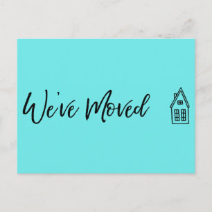 Modern We've Moved Little House Drawing Aqua Postcard