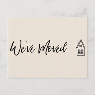 Modern We've Moved Little House Drawing Cream Postcard