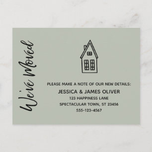 Modern We've Moved Little House Drawing Sage Postcard
