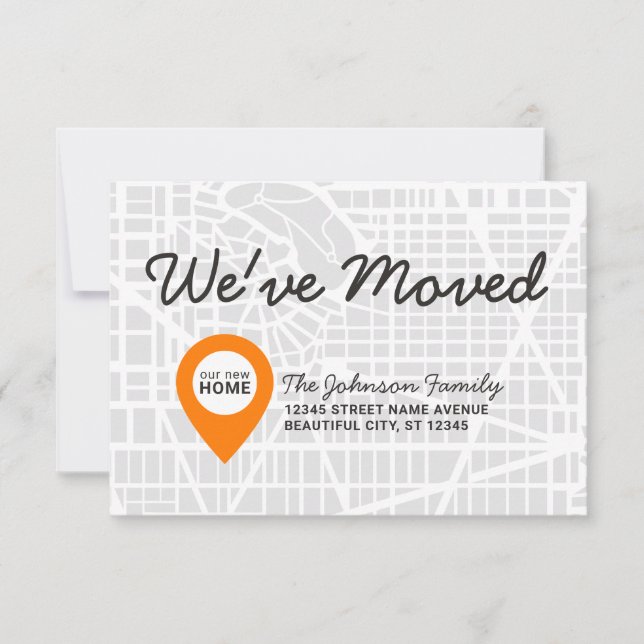 Modern We've Moved Map New Home Address Moving Announcement (Front)