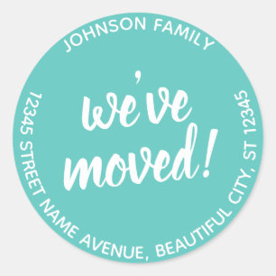 Modern We've Moved Mint Aqua New Address Label