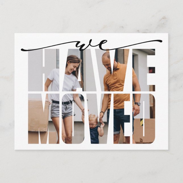 Modern We've Moved Modern Photo Moving Announcement Postcard (Front)