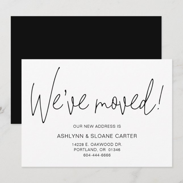 Modern We've Moved New Home Announcement Black (Front/Back)