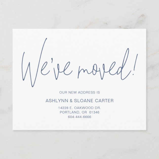 Modern We've Moved New Home Dusty Blue Announcement Postcard (Front)