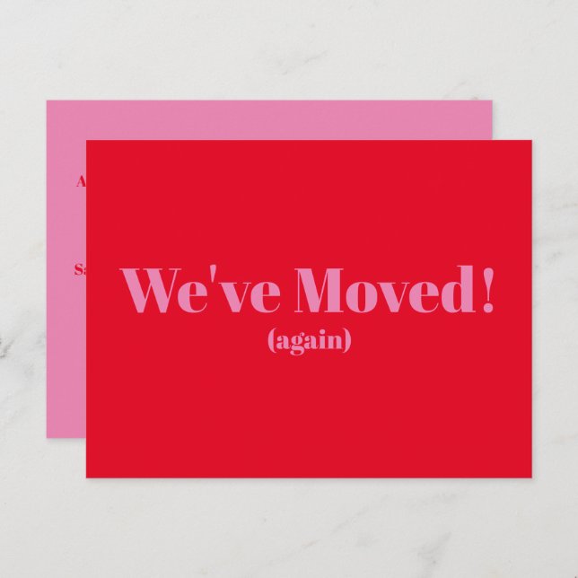 Modern We've Moved New Home Moving | Red Pink Postcard (Front/Back)