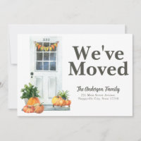 Modern We've Moved White Door Pumpkin Fall Moving