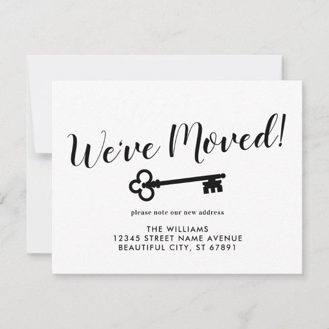 Modern We'ved Moved Key New Home Address Moving Announcement (Front)