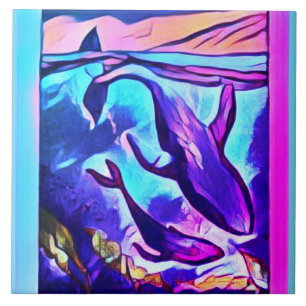 Modern Whale Art Ceramic Tile