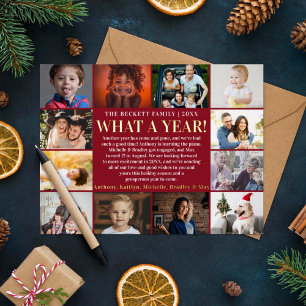 Modern What A Year In Review 12 Photo Collage Real Foil Holiday Card