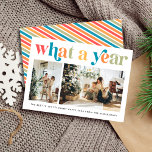 Modern What a Year Retro Colourful 2 Photo Holiday Card<br><div class="desc">Modern What a Year Retro Colourful 2 Photo Holiday Card</div>