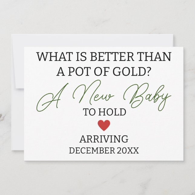 Modern what is better than a pot of gold pregnancy announcement (Front)