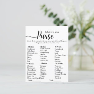 Modern What is your purse bridal shower party game Postcard