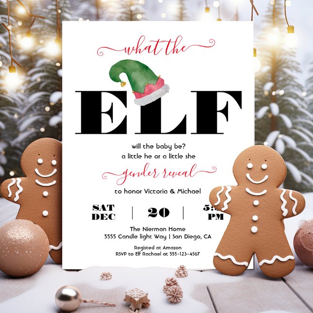 Modern what the Elf Gender Reveal Baby Shower Invitation (Creator Uploaded)