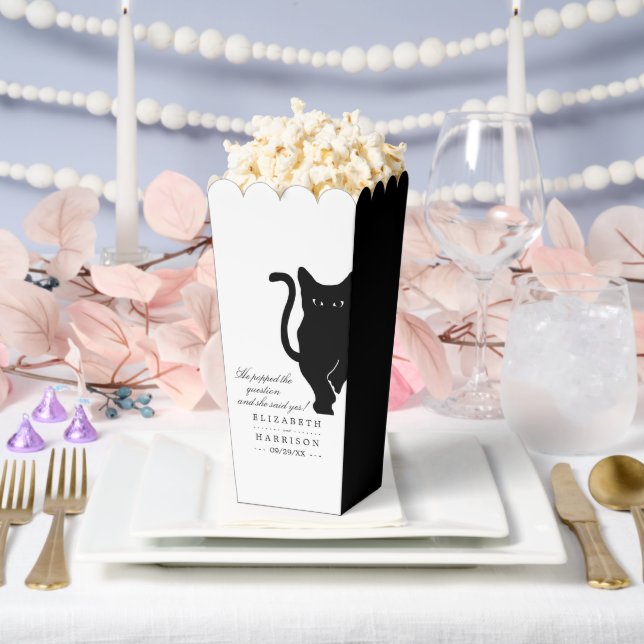 Modern Whimsical Black Cat Wedding Favor Box (Wedding)