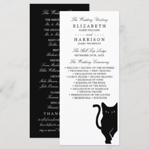 Modern Whimsical Black Cat Wedding Program